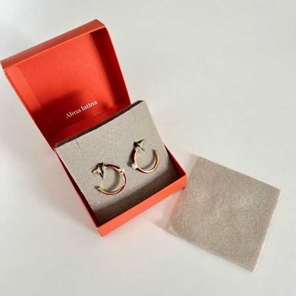 NIB Yanbal Hoop Earrings Argollas Brillo Terra - red enamel - Picture 9 of 12